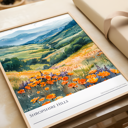 Watercolour Style Shropshire Hills Poster