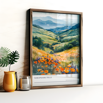 Watercolour Style Shropshire Hills Poster