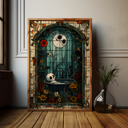 Gothic Small Skeleton in the bath Poster