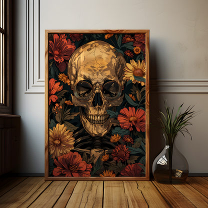 William Morris Style Skeleton Leaves Poster