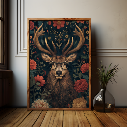 William Morris Style Deer Poster