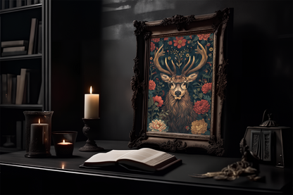 William Morris Style Deer Poster