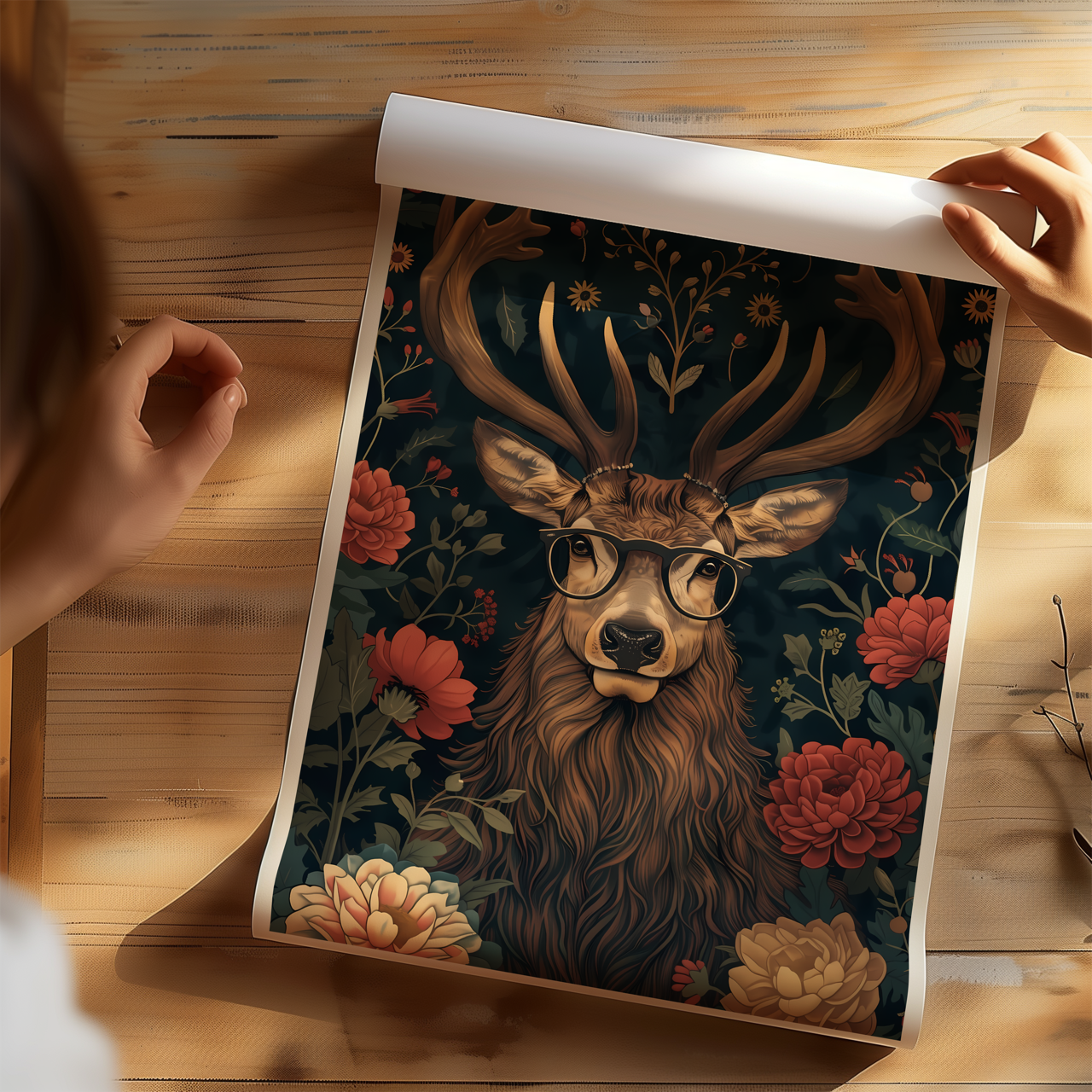 William Morris Style Deer Poster