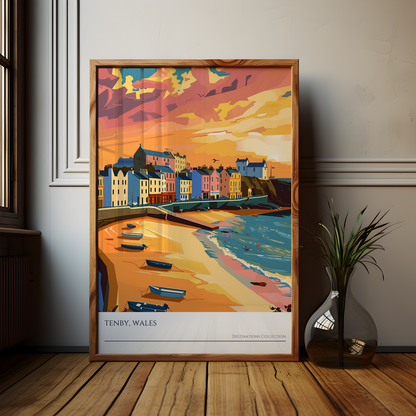 Tenby Sunset Beach Poster