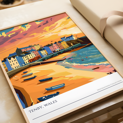 Tenby Sunset Beach Poster