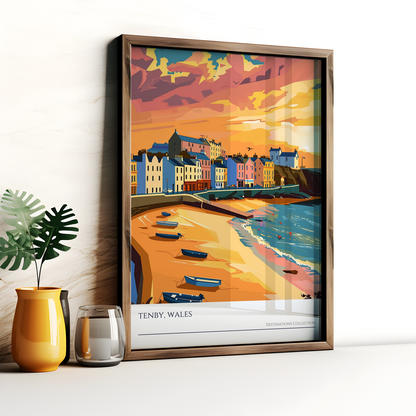 Tenby Sunset Beach Poster