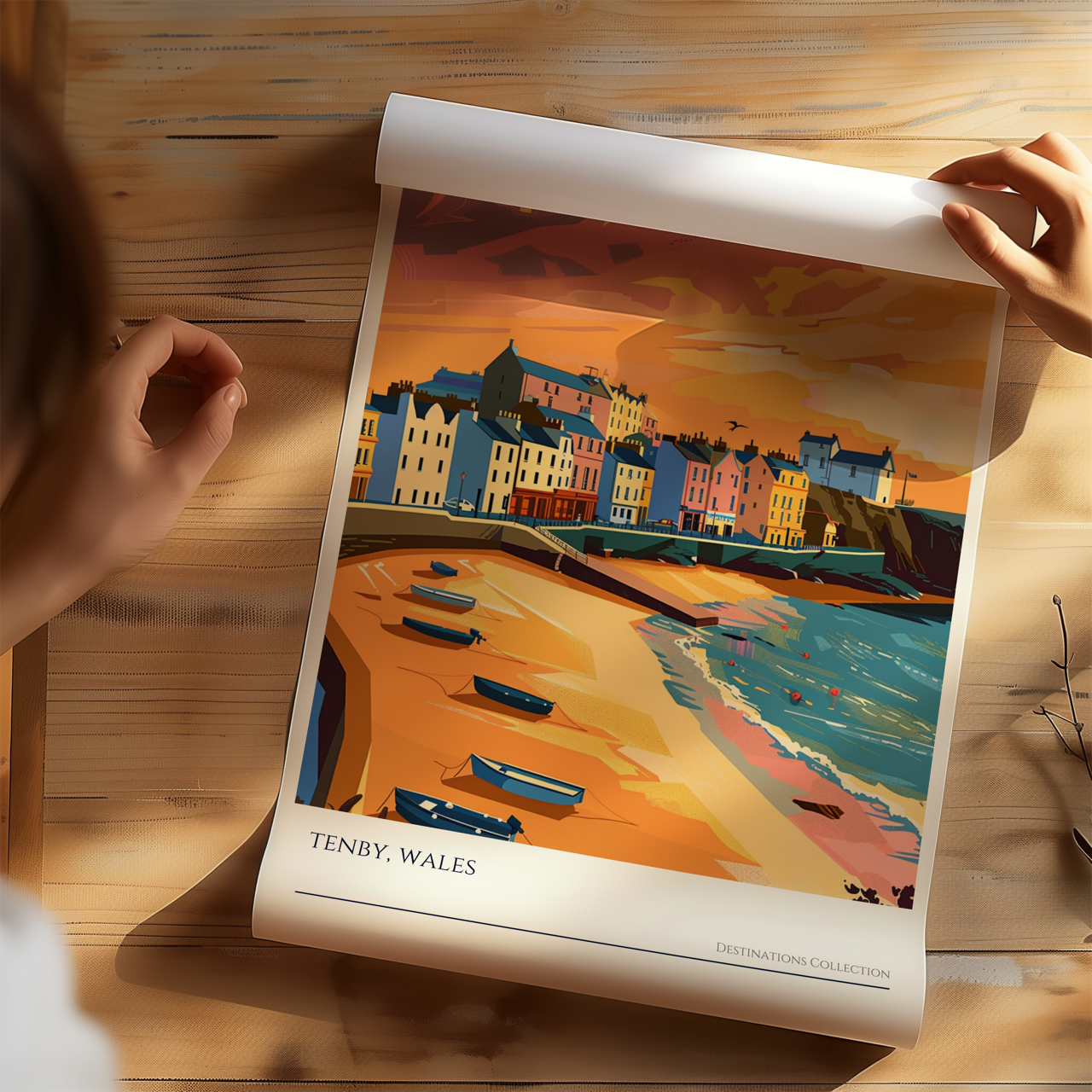 Tenby Sunset Beach Poster