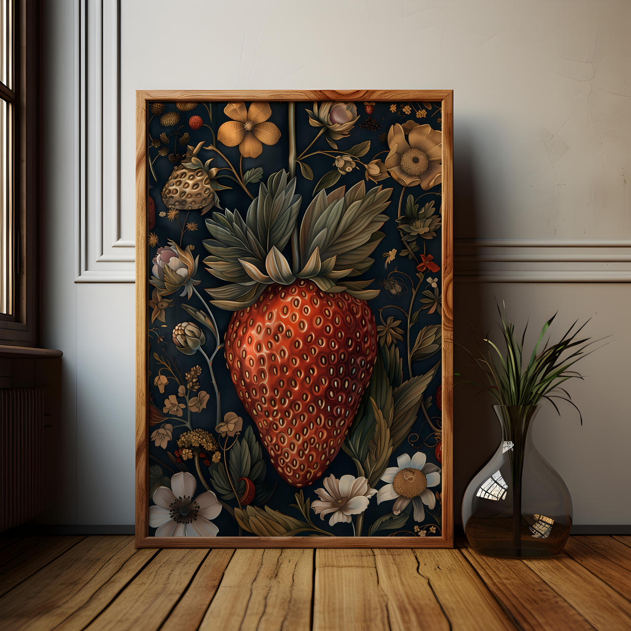 William Morris Style Strawberry Art Poster