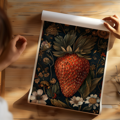 William Morris Style Strawberry Art Poster