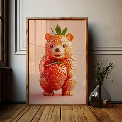 Giuseppe Acrimboldo Inspired Strawberry Bear Poster