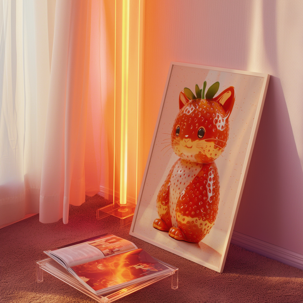 Giuseppe Acrimboldo Inspired Strawberry Cat Poster