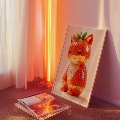 Giuseppe Acrimboldo Inspired Strawberry Cat Poster