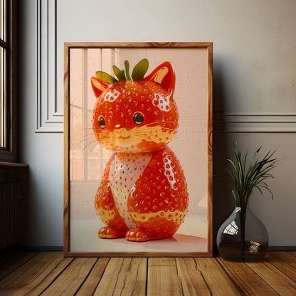 Giuseppe Acrimboldo Inspired Strawberry Cat Poster