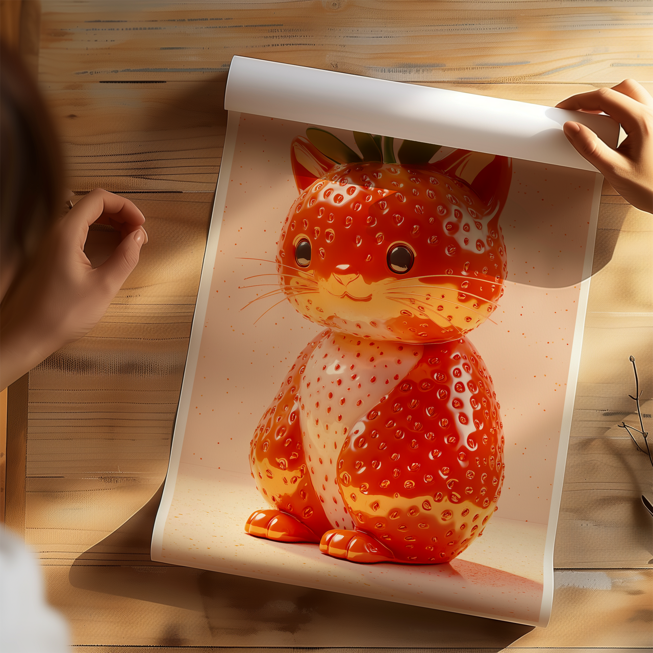 Giuseppe Acrimboldo Inspired Strawberry Cat Poster