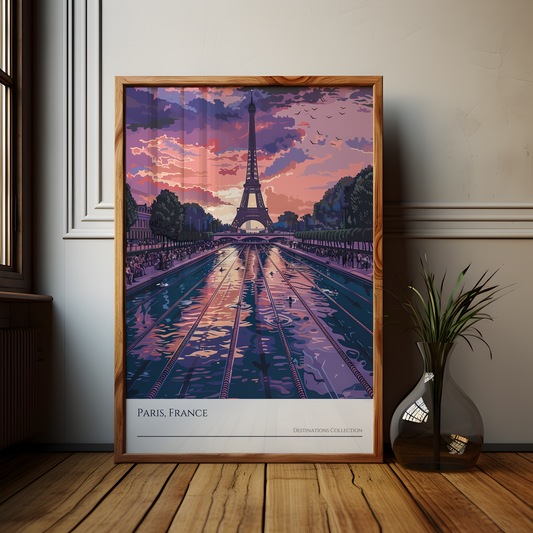 Paris Swimming Event Souvenir, Purple Sunset Poster