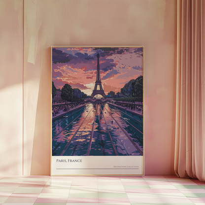 Paris Swimming Event Souvenir, Purple Sunset Poster