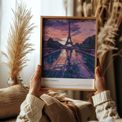 Paris Swimming Event Souvenir, Purple Sunset Poster