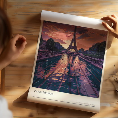 Paris Swimming Event Souvenir, Purple Sunset Poster