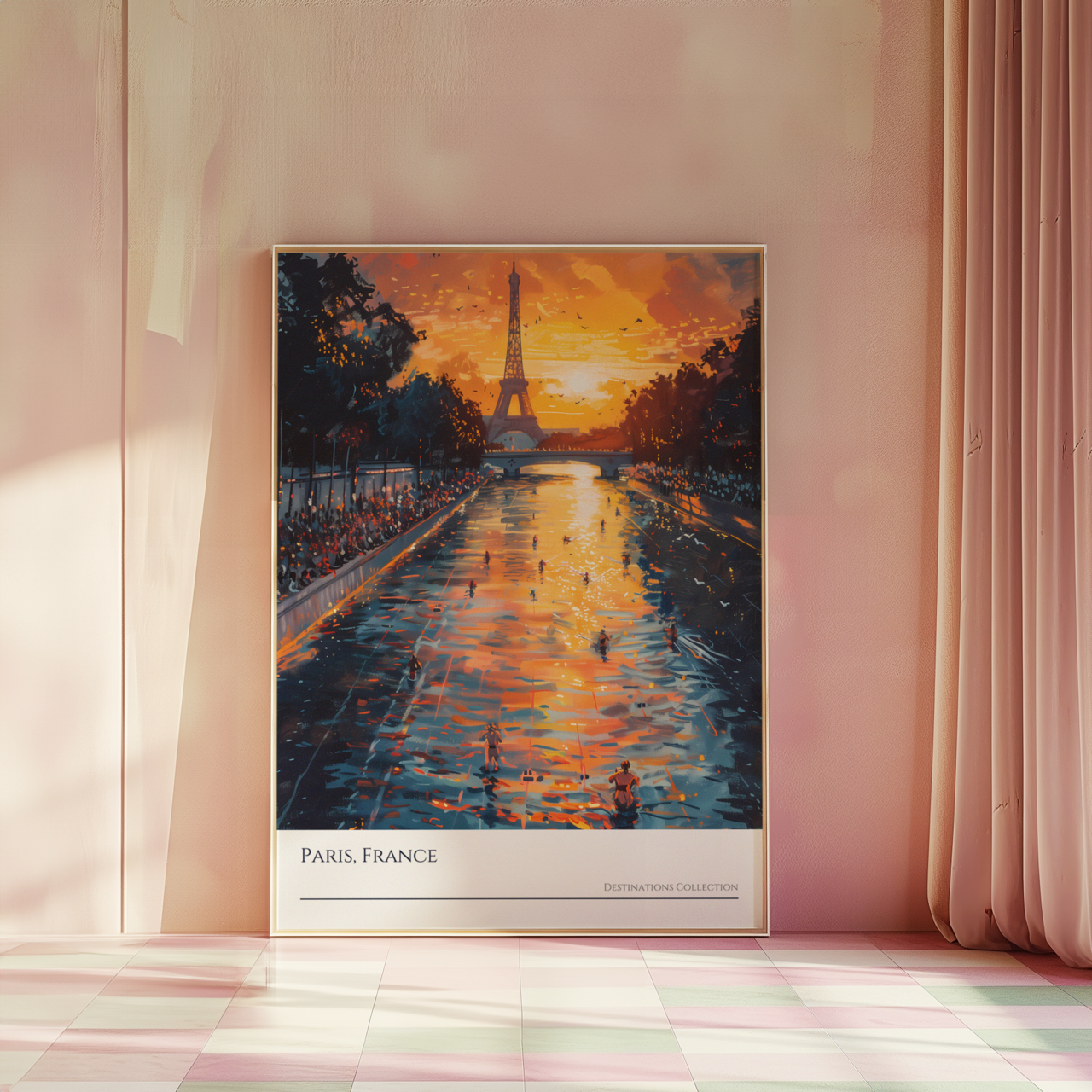 Paris Swimming Event Poster, Orange