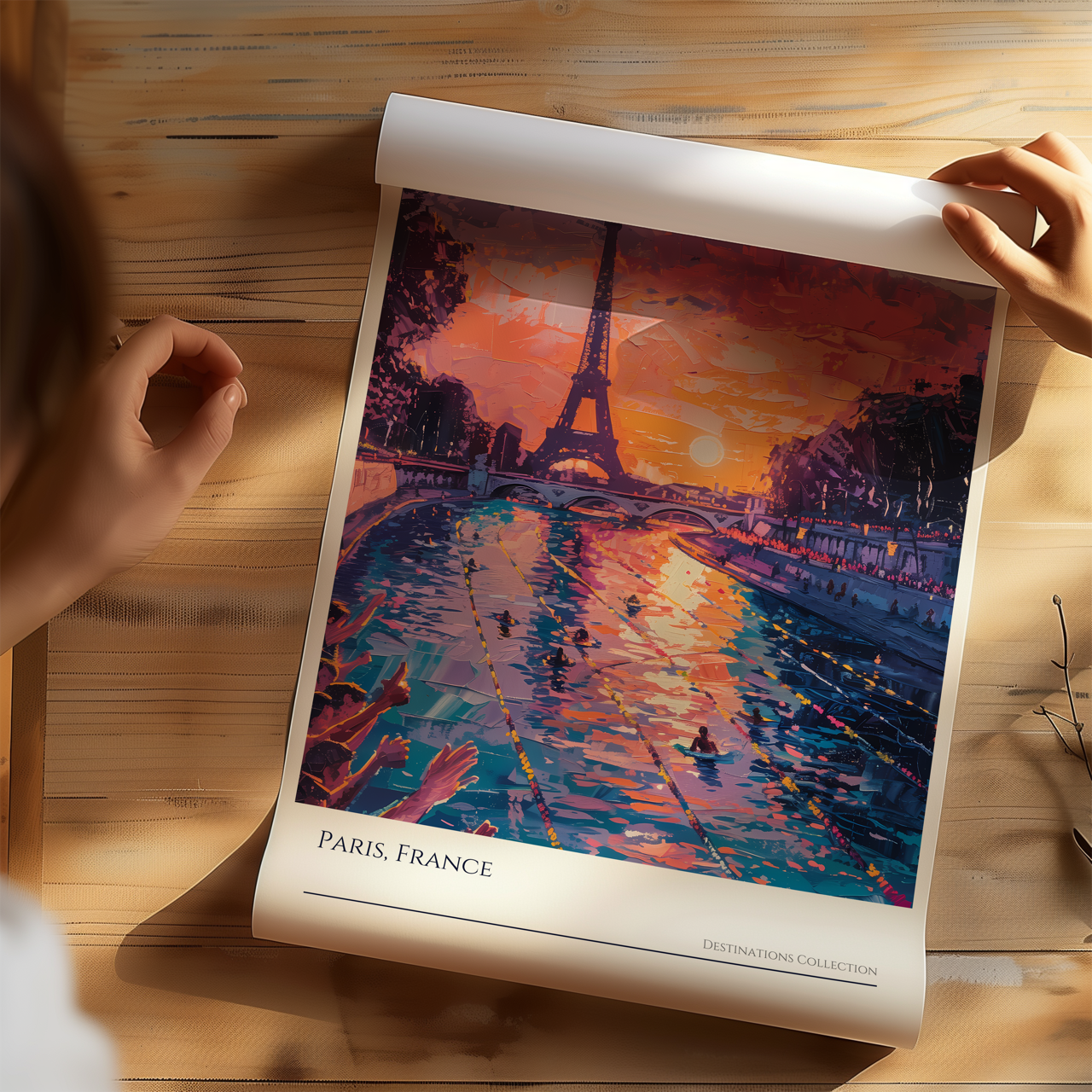 Paris Swimming Event Souvenir Poster, Purple