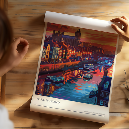 York, England Sunset Cityscape Poster