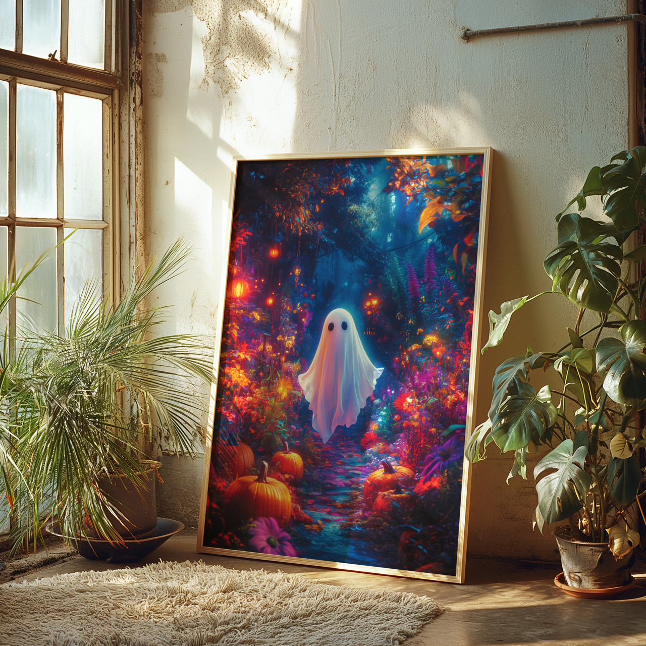 Vibrant Flower Garden Ghost Poster