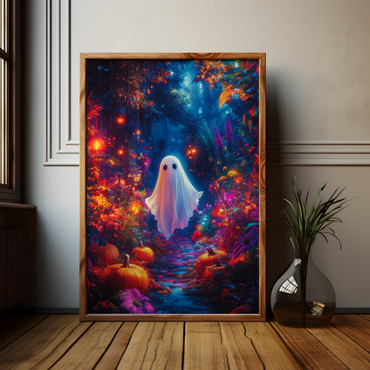 Vibrant Flower Garden Ghost Poster