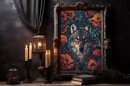 William Morris Style Eurasian Wolf Poster