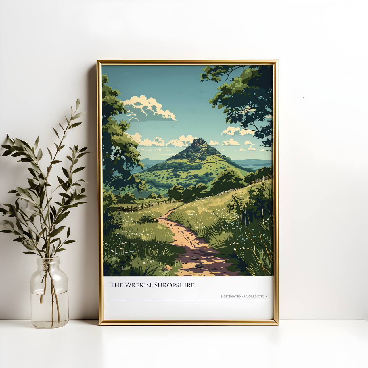 Illustration of The Wrekin in Shropshire Poster